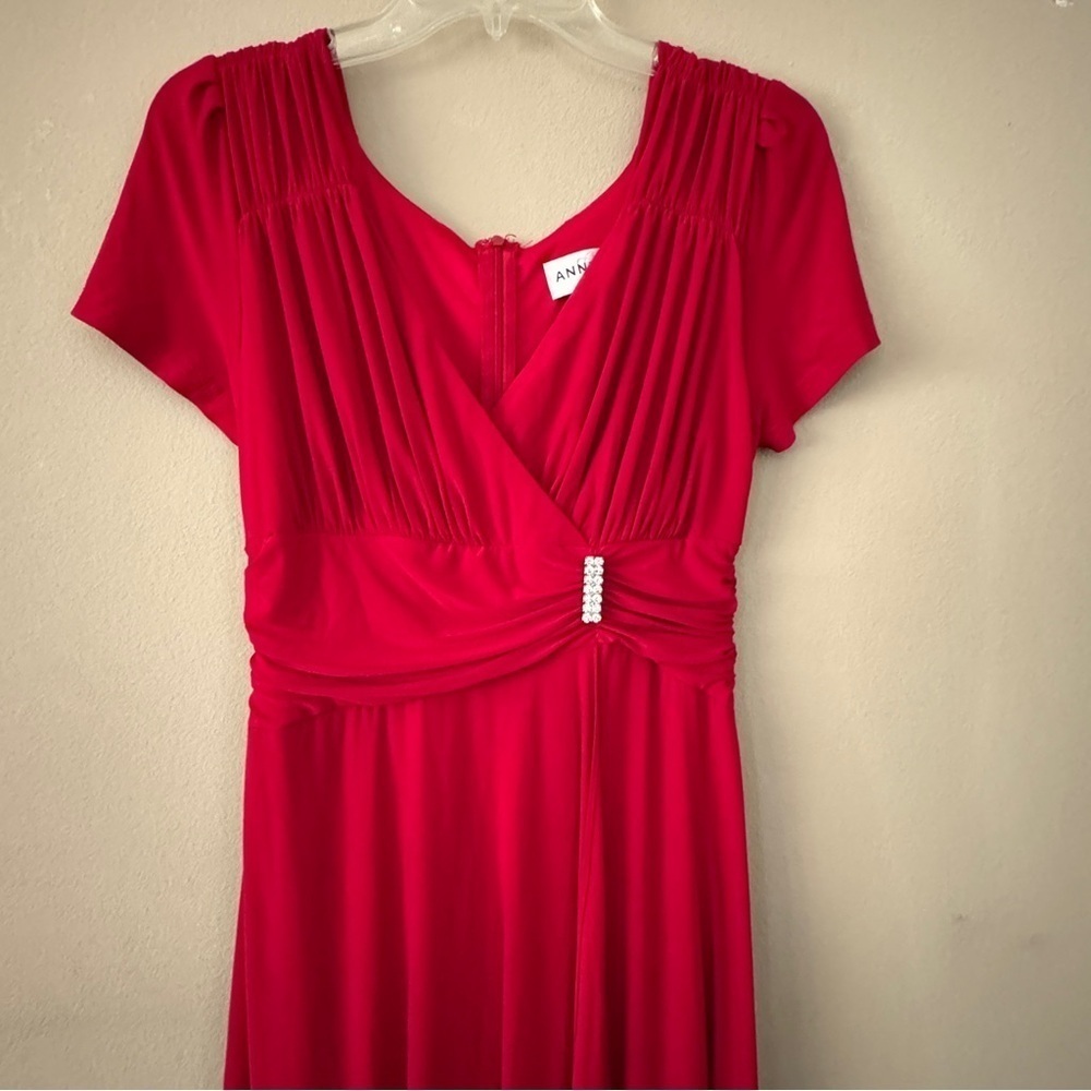 Anny Lee Red Fit and Flare Column Shape Dress M - Picture 3 of 8